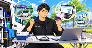 個人事業主がクレジットカードとETCカードを使って経費管理するイメージ