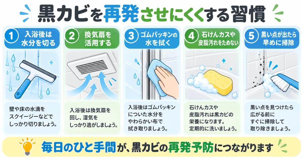 ゴムパッキンの黒カビを再発させにくくする5つの予防習慣