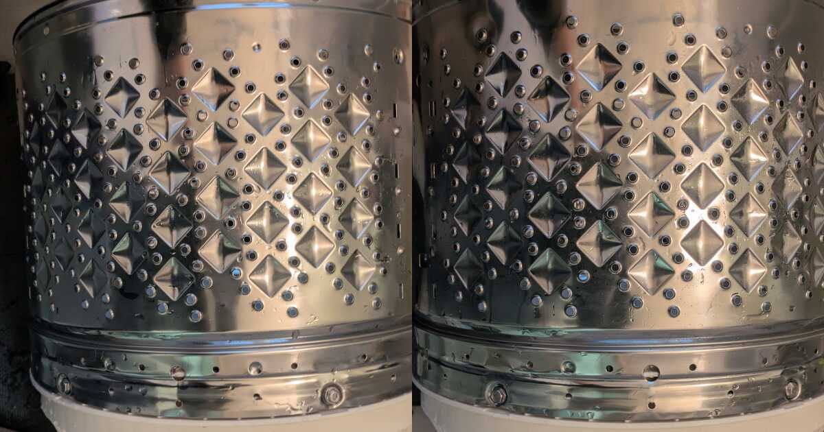 高圧洗浄で仕上げた洗濯槽内部