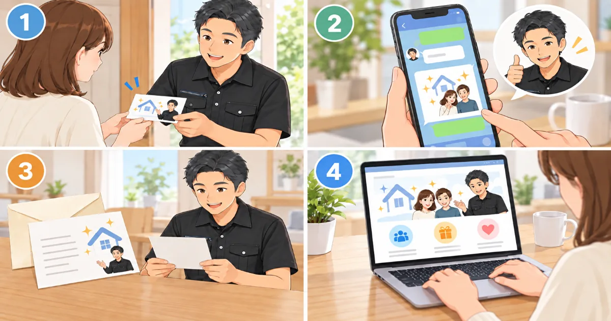 紹介カードやLINEやメールやホームページでハウスクリーニングを紹介する方法
